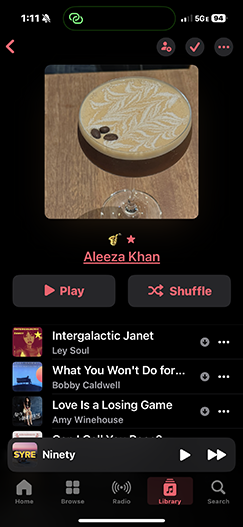 apple music playlist with a cover page of an espresso martini